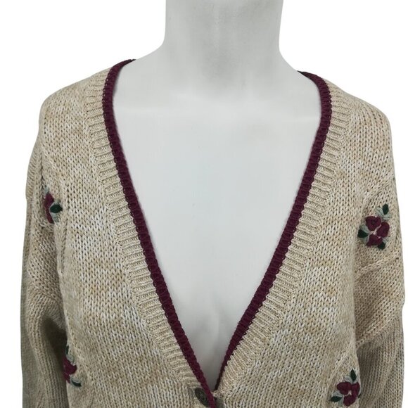 Vintage Hand Embroidered V-Neck Cardigan Sweater Size XL Christopher & Banks - Picture 3 of 14